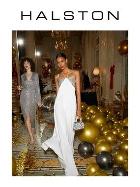 HALSTON Del Sequin Jersey Jumpsuit